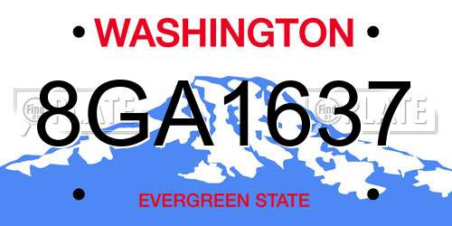 8GA1637 Washington License Plate