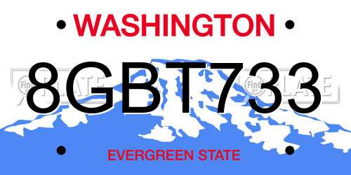 8GBT733 Washington License Plate