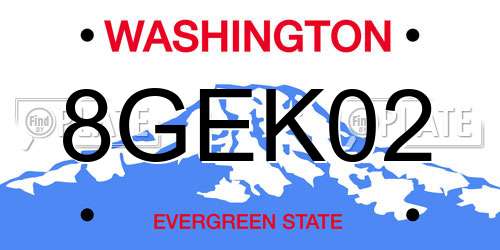 8GEK02 Washington License Plate