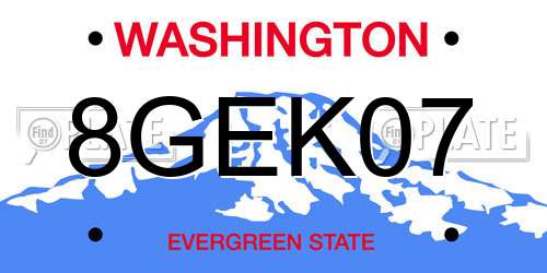 8GEK07 Washington License Plate
