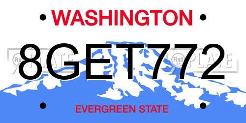 8GET772 Washington License Plate
