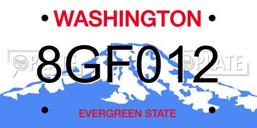8GF012 Washington License Plate