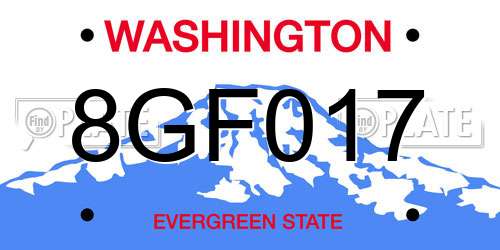 8GF017 Washington License Plate
