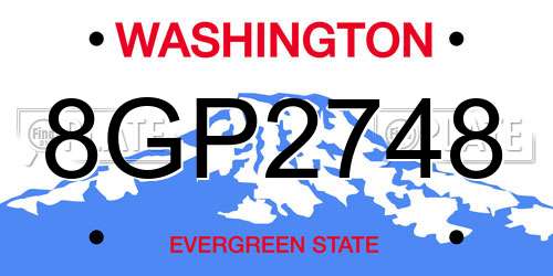 8GP2748 Washington License Plate