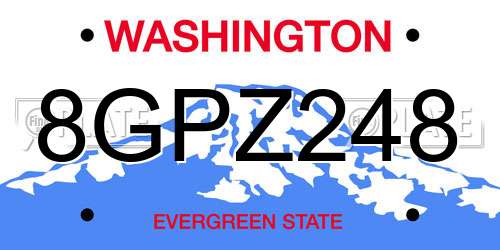 8GPZ248 Washington License Plate
