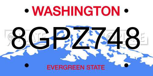 8GPZ748 Washington License Plate
