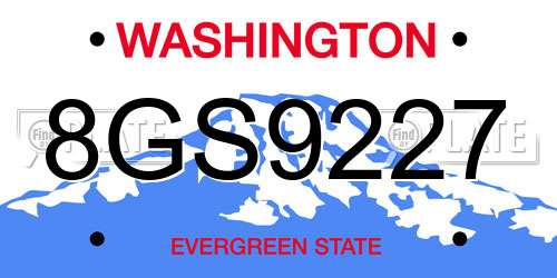 8GS9227 Washington License Plate