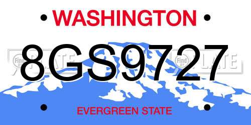 8GS9727 Washington License Plate