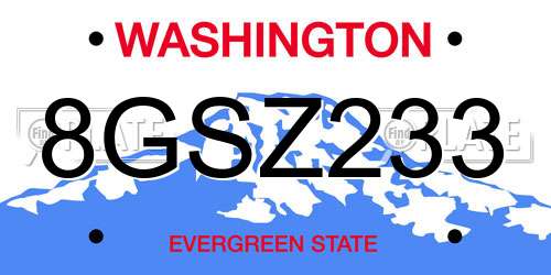 8GSZ233 Washington License Plate