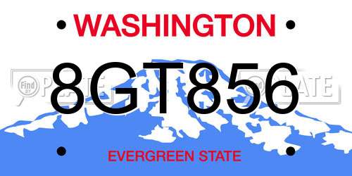 8GT856 Washington License Plate