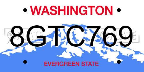 8GTC769 Washington License Plate