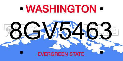 8GV5463 Washington License Plate