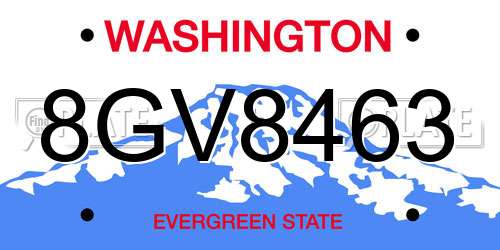 8GV8463 Washington License Plate