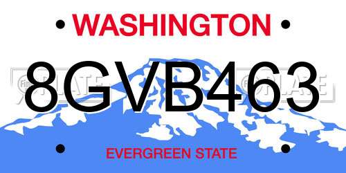 8GVB463 Washington License Plate