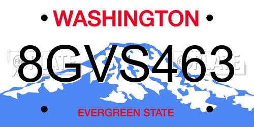 8GVS463 Washington License Plate