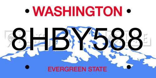 8HBY588 Washington License Plate