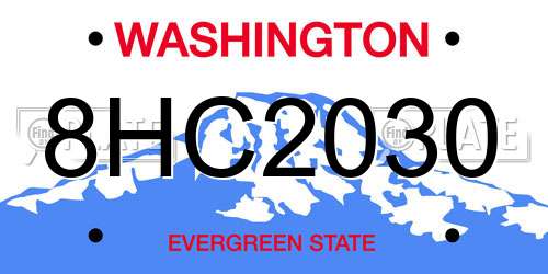8HC2030 Washington License Plate