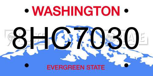 8HC7030 Washington License Plate