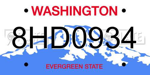 8HD0934 Washington License Plate