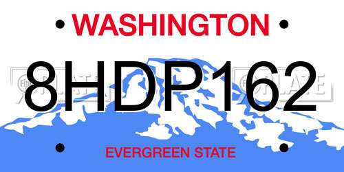 8HDP162 Washington License Plate