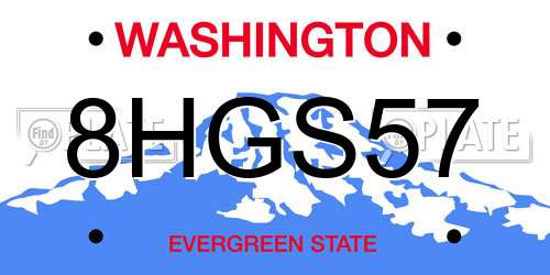 8HGS57 Washington License Plate