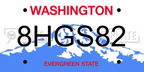 8HGS82 Washington License Plate