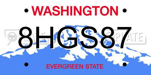 8HGS87 Washington License Plate
