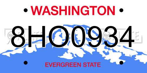 8HO0934 Washington License Plate