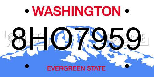 8HO7959 Washington License Plate