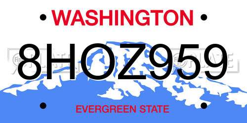 8HOZ959 Washington License Plate