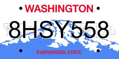 8HSY558 Washington License Plate