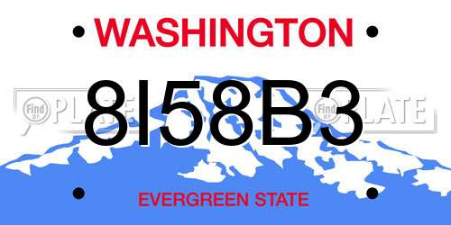 8I58B3 Washington License Plate