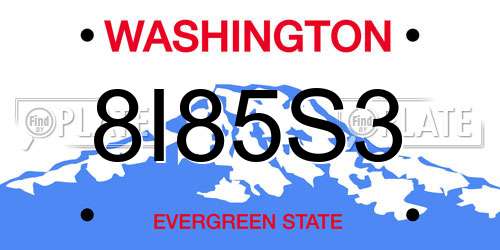 8I85S3 Washington License Plate