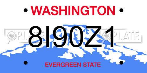 8I90Z1 Washington License Plate
