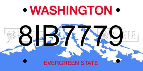 8IB7779 Washington License Plate