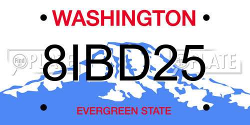 8IBD25 Washington License Plate