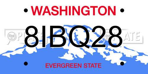 8IBQ28 Washington License Plate
