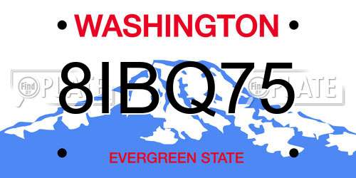8IBQ75 Washington License Plate