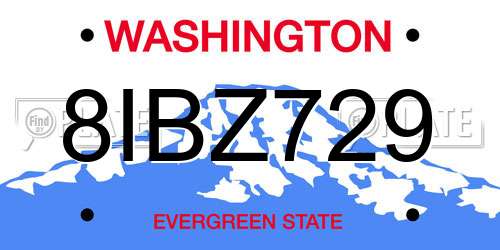 8IBZ729 Washington License Plate