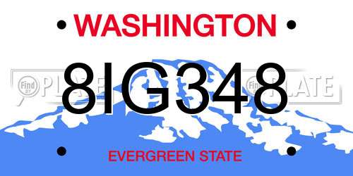 8IG348 Washington License Plate