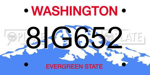 8IG652 Washington License Plate