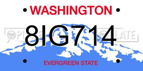 8IG714 Washington License Plate
