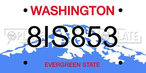 8IS853 Washington License Plate