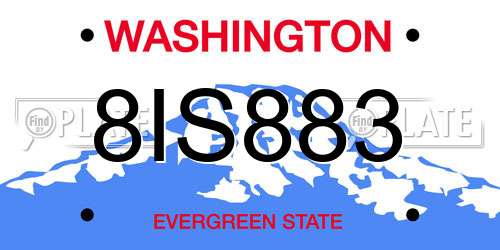 8IS883 Washington License Plate