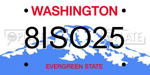 8ISO25 Washington License Plate