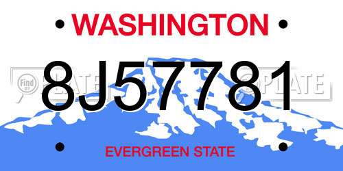 8J57781 Washington License Plate