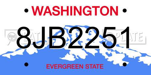 8JB2251 Washington License Plate