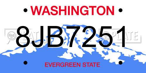 8JB7251 Washington License Plate