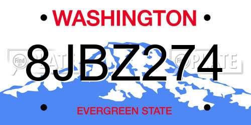 8JBZ274 Washington License Plate