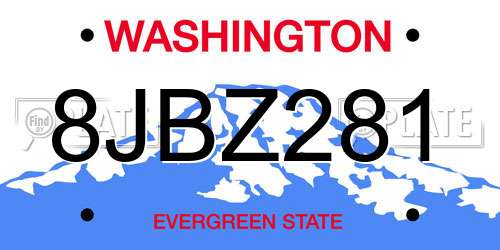 8JBZ281 Washington License Plate